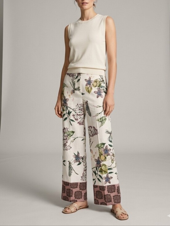 Zara Pants - ZARA Tropical Flotal Print Pants Elegant Straight Leg Relaxed Pants